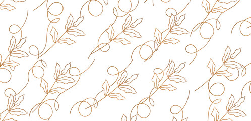 Seamless pattern with gold branches. Modern wallpaper, banner, wedding invitation, textile print design template background.