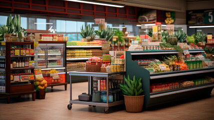Realistic photo, Local Grocery Stores: This business involves selling locally produced food, beverages, and other goods. Generative AI - obrazy, fototapety, plakaty
