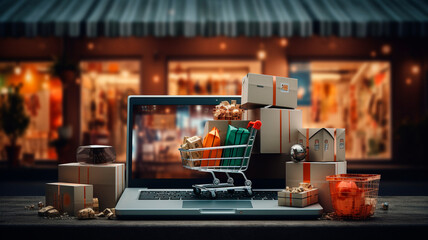 Realistic photo, Online stores: This type of business involves the sale of goods and services over the Internet. Generative AI