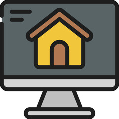Computer House Design Icon