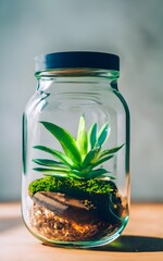 a plant inside a jar