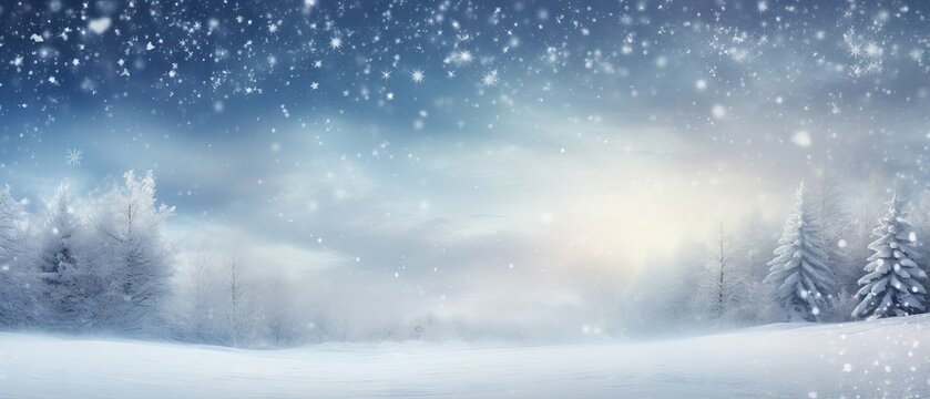 Snowfall Over Snowdrifts: A Serene and Majestic Illustration of Beautiful Ultrawide Background with Light Snowfall