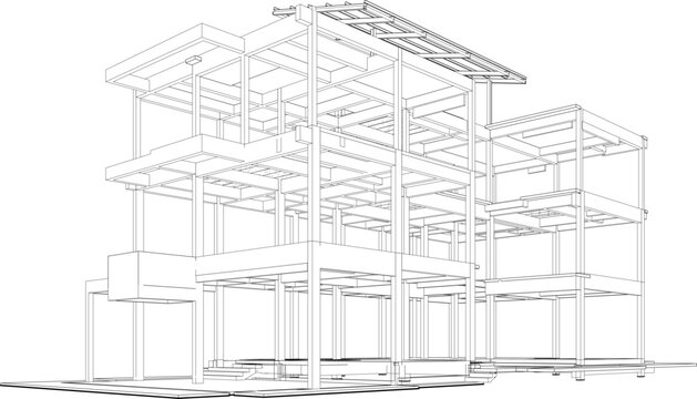 3D illustration of building structure