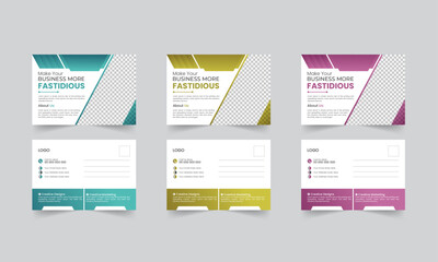 company postcard design template. amazing and modern postal card design. 