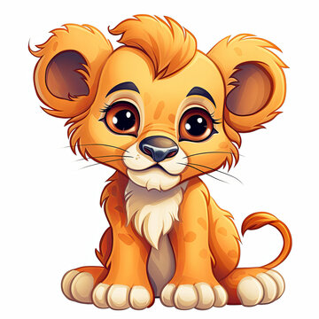 Lion in clip art style with white background