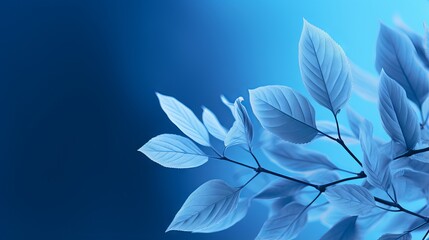 Blue plant leaves in fall season: a stunning nature photography with blue background
