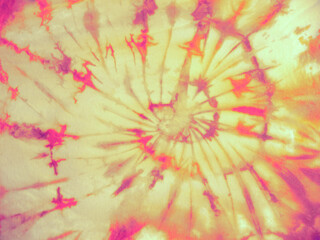 warm cream, neon pink, tan, purple, orange spiral tie dye on fabric texture