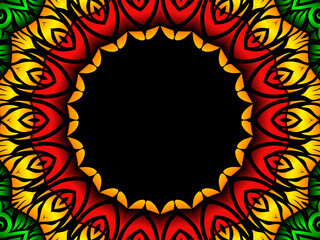 Luxurious frame colourful batik ethnic dayak aztec Kalimantan pattern for background textile garment