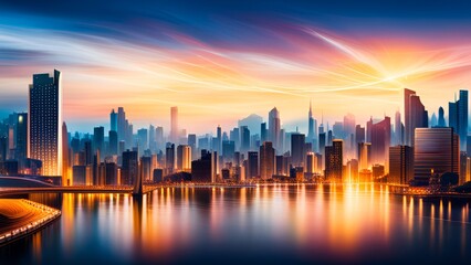 Obraz premium sunset over the city