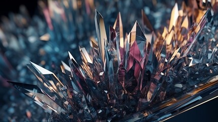 Abstractblue  colored crystal background. Diamond gemstone prism texture. Brilliant iridescent rainbow refraction. Gem stone rock glass crystal holographic background. design banner, luxury