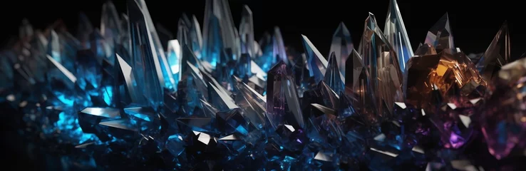 Rugzak Abstractblue  colored crystal background. Diamond gemstone prism texture. Brilliant iridescent rainbow refraction. Gem stone rock glass crystal holographic background. design banner, luxury © PawsomeStocks