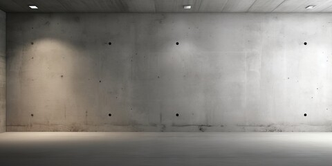 Abstract empty, modern concrete room with indirect lighting from right with recessed second room and rough floor - industrial interior background, Generative AI - obrazy, fototapety, plakaty