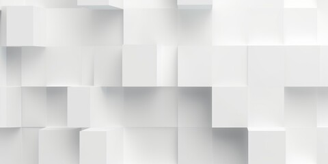 Rotated layered offset white cube boxes block background wallpaper banner with copy space and cubes fading out, Generative AI - obrazy, fototapety, plakaty