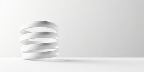 Stack of floating white rings over white background, minimal modern business presentation background template with copy space, Generative AI