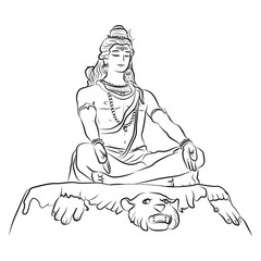 Lord Shiva outline cartoon illustration