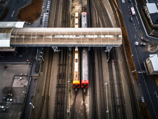 top view of a rail station