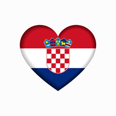 Naklejka premium Croatian flag heart-shaped sign. Vector illustration.