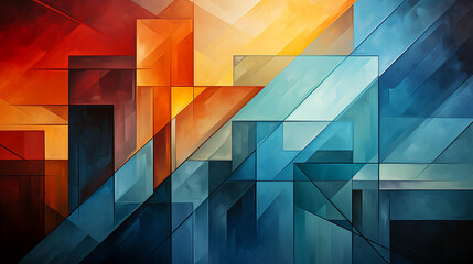 Abstract experimental combinations of various colored geometric shapes - obrazy, fototapety, plakaty