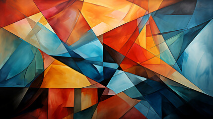 Abstract experimental combinations of various colored geometric shapes
