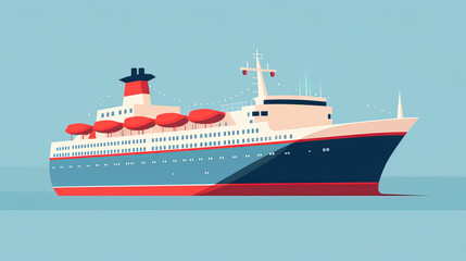 Illustration of a vintage cruise ship (transatlantic)