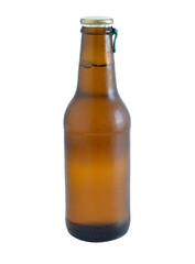 Beer bottle with closed cap. Transparent png.