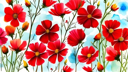 red tulips seamless pattern