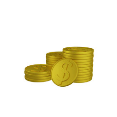 3D illustration Stack of dollar coins
