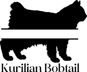 Kurilian Bobtail. Cat Monogram cat breeds Cat silhouette Cat bundle Vector