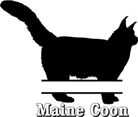Maine Coon Cat Monogram cat breeds Cat silhouette Cat bundle Vector