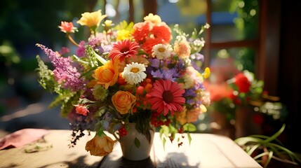 A flower farmer designs and displays a bouquet
