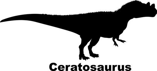 Ceratosaurus Dinosaur Silhouette. Dinosaur name breeds SVG Types of dinosaurs 