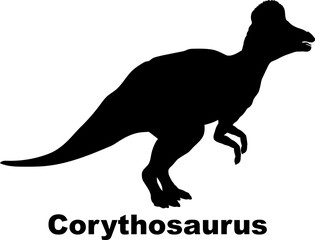 Corythosaurus Dinosaur Silhouette. Dinosaur name breeds SVG Types of dinosaurs 