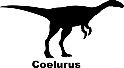 Coelurus Dinosaur Silhouette. Dinosaur name breeds SVG Types of dinosaurs 