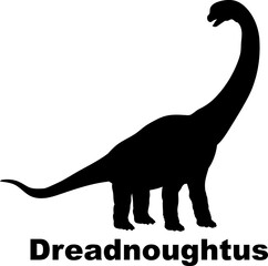Dreadnoughtus Dinosaur Silhouette. Dinosaur name breeds SVG Types of dinosaurs 