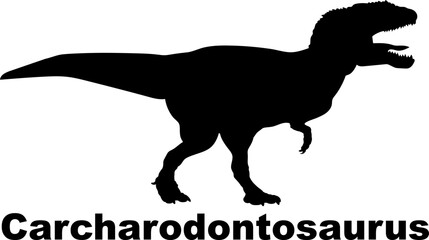Carcharodontosaurus Dinosaur Silhouette. Dinosaur name breeds SVG Types of dinosaurs 