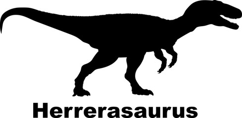 Herrerasaurus Dinosaur Silhouette. Dinosaur name breeds SVG Types of dinosaurs 