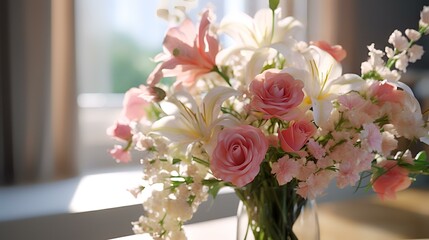 Obraz premium bouquet of white and pink flowers