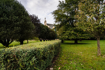 Garden, green, 
kościół,
church
