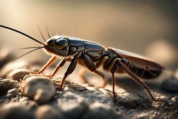 Fototapeta premium Close-up of a cricket on a stone.