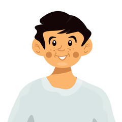 Vector flat illustration of portrait of man. Avatar of male on a white isolated background.