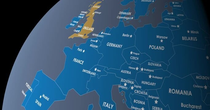 Abstract animation. Great Britain on planet Earth.