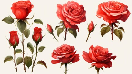 Red roses of beautiful flowers o isolated 