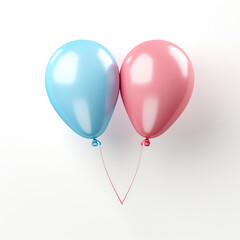 Blue and pink balloons with light and soft colors with neutral color background Generative AI Illustration