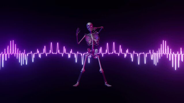 Halloween Skeleton Audio Wave Background Loop