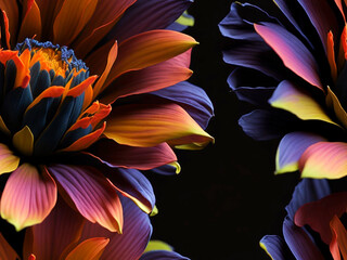 A colorful picture of a flower with a black background Generative Ai