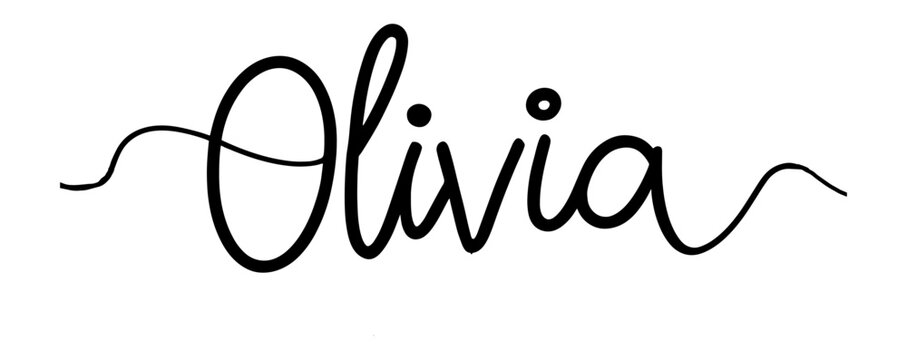 OLIVIA black and white script handwritten text