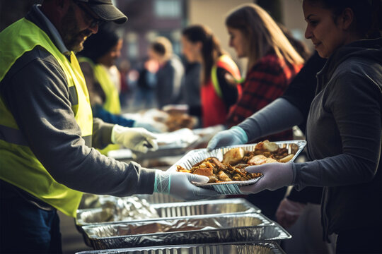 .Volunteers Handing Out Food