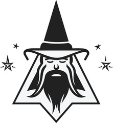 Minimalist line art wizard logo