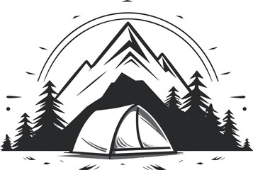 tent camping logo vector line style