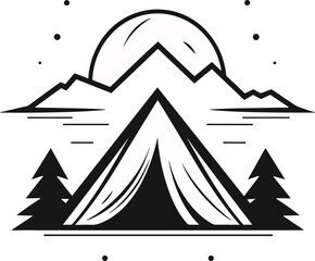tent camping logo vector line style